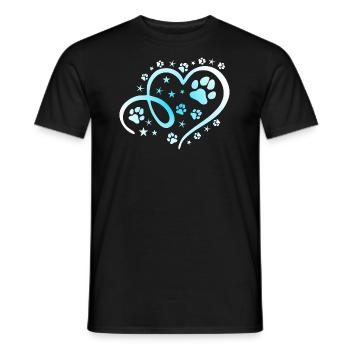 Herz mit Pfötchen und Sternen - Männer T-Shirt - Schwarz - Vorne - AI Model Male 178 light (178cm)