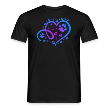 Herz mit Pfötchen und Sternen - Männer T-Shirt - Schwarz - Vorne - AI Model Male 178 light (178cm)