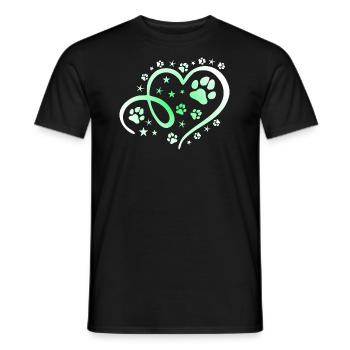 Herz mit Pfötchen und Sternen - Männer T-Shirt - Schwarz - Vorne - AI Model Male 178 light (178cm)