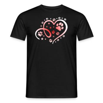 Herz mit Pfötchen und Sternen - Männer T-Shirt - Schwarz - Vorne - AI Model Male 178 light (178cm)