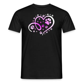 Herz mit Pfötchen und Sternen - Männer T-Shirt - Schwarz - Vorne - AI Model Male 178 light (178cm)