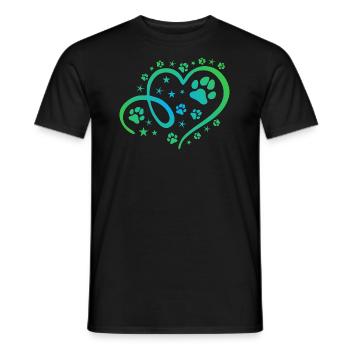 Herz mit Pfötchen und Sternen - Männer T-Shirt - Schwarz - Vorne - AI Model Male 178 light (178cm)
