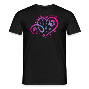 Herz mit Pfötchen und Sternen - Männer T-Shirt - Schwarz - Vorne - AI Model Male 178 light (178cm)