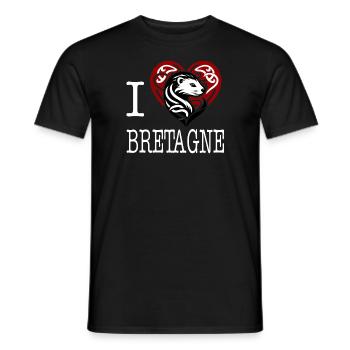 I Love Bretagne Hermine Maline Light - Men's T-Shirt - black - Front - AI Model Male 178 light (178cm)