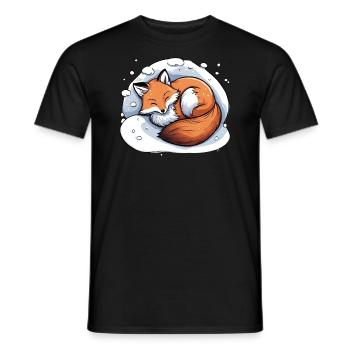 Schlafender Fuchs im Schnee Winter - Männer T-Shirt - Schwarz - Vorne - AI Model Male 178 light (178cm)