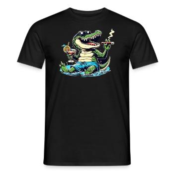 Krokodil macht Urlaub - Männer T-Shirt - Schwarz - Vorne - AI Model Male 178 light (178cm)