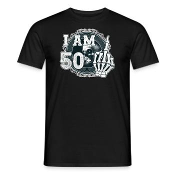 I'm 50 plus 1 middle finger Skull funny 51st - Men's T-Shirt - black - Front - AI Model Male 178 light (178cm)