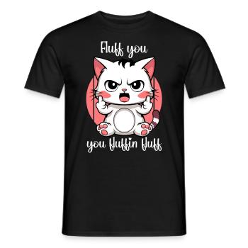 Niedliche Katze, die dich aufplustert, du fluffst - Männer T-Shirt - Schwarz - Vorne - AI Model Male 178 light (178cm)