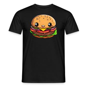 Bande dessinée Burger drôle - T-shirt homme - noir - Devant - AI Model Male 178 light (178cm)