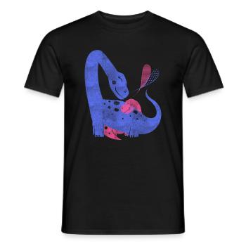 Dino-Mère et Enfant- Amour - T-shirt homme - noir - Devant - AI Model Male 178 light (178cm)