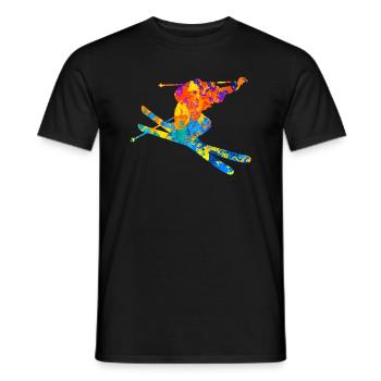 Skiers Ski skiing - Men's T-Shirt - black - Front - AI Model Male 178 light (178cm)