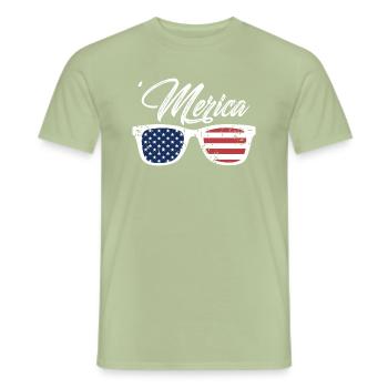 Merica Awesome Vintage Patriotic Designs - Men's T-Shirt - sage - Front - AI Model Male 178 light (178cm)