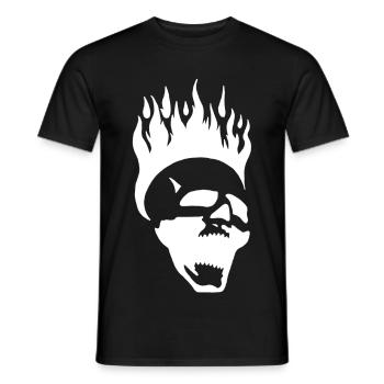 Crâne hurlant enflammé (blanc) - T-shirt homme - noir - Devant - AI Model Male 178 light (178cm)