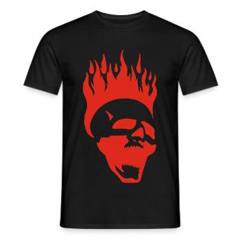 Crâne hurlant enflammé (rouge) - T-shirt homme - noir - Devant - AI Model Male 178 light (178cm)