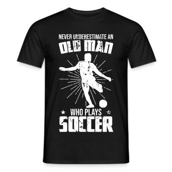 Never underestimate an old footballer - Men's T-Shirt - black - Front - AI Model Male 178 light (178cm)