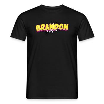 Brandon Nom personnalisé Style bande dessinée Pop Art, - T-shirt homme - noir - Devant - AI Model Male 178 light (178cm)