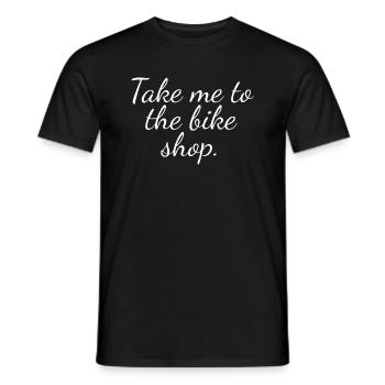 Funny bike shop slogan, sarcastic bike lover gift - Men's T-Shirt - black - Front - AI Model Male 178 light (178cm)