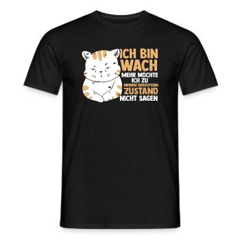 Morgenmuffel Faulenzer Katze - Männer T-Shirt - Schwarz - Vorne - AI Model Male 178 light (178cm)