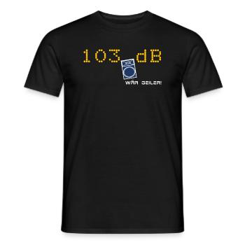 103 dB (Tontechnik in der Schweiz) - Männer T-Shirt - Schwarz - Vorne - AI Model Male 178 light (178cm)
