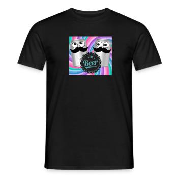 Beer cans with moustaches and googly eyes - colorful - Men's T-Shirt - black - Front - AI Model Male 178 light (178cm)