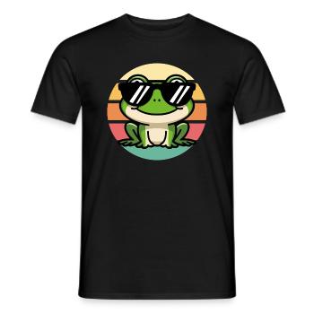 Cool Frog With Sunglasses Vintage Sunset - Men's T-Shirt - black - Front - AI Model Male 178 light (178cm)