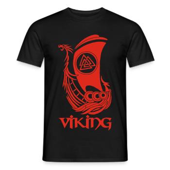 Rotes Wikingerschiff - Männer T-Shirt - Schwarz - Vorne - AI Model Male 178 light (178cm)
