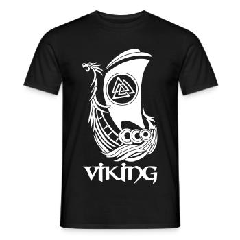 Weißes Wikingerschiff - Männer T-Shirt - Schwarz - Vorne - AI Model Male 178 light (178cm)