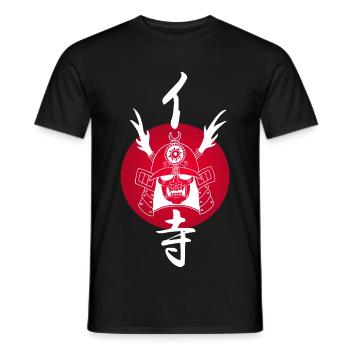 Weißer Samurai und Rote Sonne - Männer T-Shirt - Schwarz - Vorne - AI Model Male 178 light (178cm)