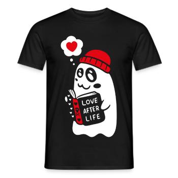 Cute Ghost Reading Romantic Book - Men's T-Shirt - black - Front - AI Model Male 178 light (178cm)