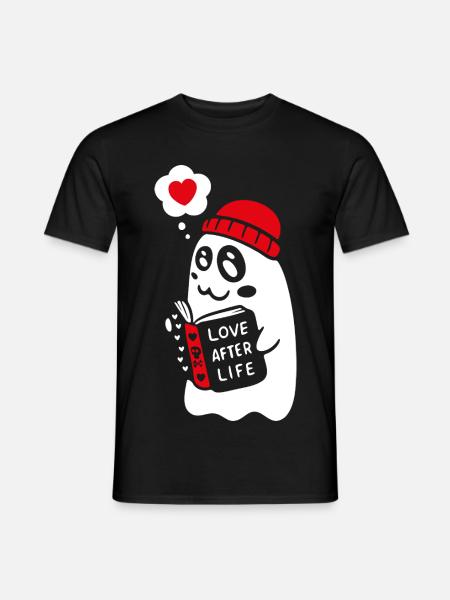 Cute Ghost Reading Romantic Book - Men's T-Shirt - black