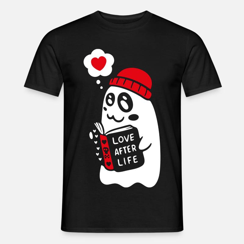 Cute Ghost Reading Romantic Book - Men’s T-shirt - black