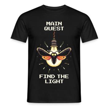 Find the Light | Main Quest Retro Gaming Humor - Men's T-Shirt - black - Front - AI Model Male 178 light (178cm)