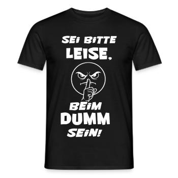 Sei Bitte Leise (Weisse Schrift) - Männer T-Shirt - Schwarz - Vorne - AI Model Male 178 light (178cm)