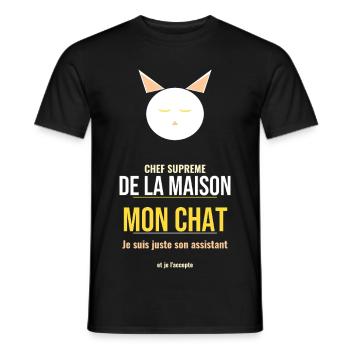 Mon Chat Chef De La Maison Humour Felin Maître - T-shirt homme - noir - Devant - AI Model Male 178 light (178cm)