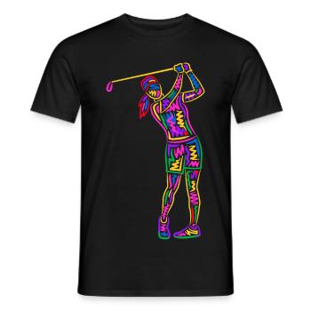 Golf Golfer bunt Frauen Kinder Mädchen Golfspieler - Männer T-Shirt - Schwarz - Vorne - AI Model Male 178 light (178cm)