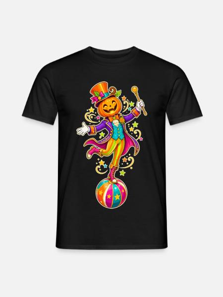Kürbis-Zauberer im Zirkusstil - Männer T-Shirt - Schwarz