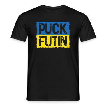 Puck Futin Meme Stand mit der Ukraine - Männer T-Shirt - Schwarz - Vorne - AI Model Male 178 light (178cm)