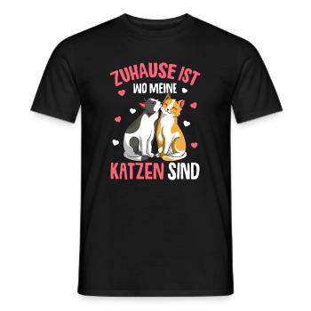 Zuhause ist wo meine Katzen sind Katze Damen - Männer T-Shirt - Schwarz - Vorne - AI Model Male 178 light (178cm)