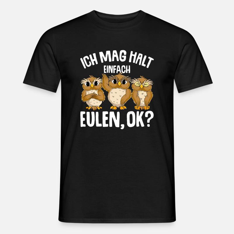 Ich mag halt Eulen Kinder Mädchen Eule - Männer T-Shirt - Schwarz