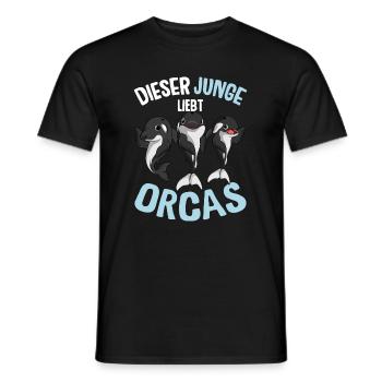Orca Junge Wal Schwertwal Killerwal Kinder - Männer T-Shirt - Schwarz - Vorne - AI Model Male 178 light (178cm)