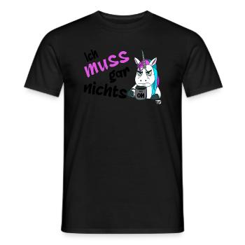 Ich muss gar nichts, lustiges grimmiges Einhorn - Männer T-Shirt - Schwarz - Vorne - AI Model Male 178 light (178cm)
