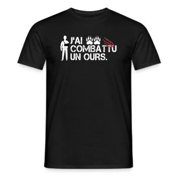J'ai Combatu Un Ours Coude Bras Brisé - T-shirt homme - noir - Devant - AI Model Male 178 light (178cm)