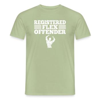 Funny Registered Flex Offender Bodybuilding - Men's T-Shirt - sage - Front - AI Model Male 178 light (178cm)