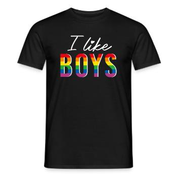 LGBTQIA+ I like boys rainbow flag gay - Men's T-Shirt - black - Front - AI Model Male 178 light (178cm)