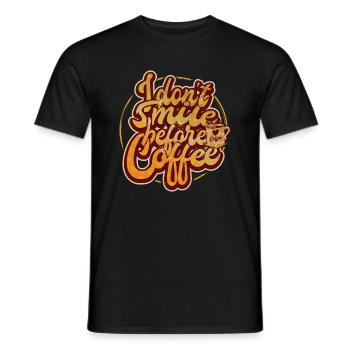 Ich lächele nicht vor dem ersten Kaffee. Lustig - Männer T-Shirt - Schwarz - Vorne - AI Model Male 178 light (178cm)
