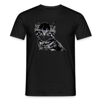 Katze Cat Katzengesicht - Männer T-Shirt - Schwarz - Vorne - AI Model Male 178 light (178cm)