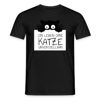 Ein Leben ohne Katze unvorstellbar! Geschenk - Männer T-Shirt - Schwarz - Vorne - AI Model Male 178 light (178cm)