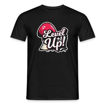 Gamer Birthday Level Up +1 LvlUp - Men's T-Shirt - black - Front - AI Model Male 178 light (178cm)