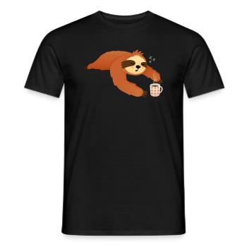 Faultier Mit Herz Kaffee Tasse - Männer T-Shirt - Schwarz - Vorne - AI Model Male 178 light (178cm)