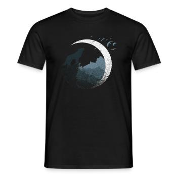 The Wolf in the Full Moon - Men's T-Shirt - black - Front - AI Model Male 178 light (178cm)